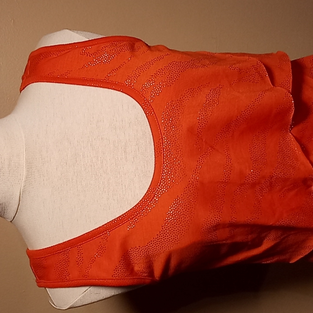 Coral & Gold Ruffled Tank - Picture 2 of 8